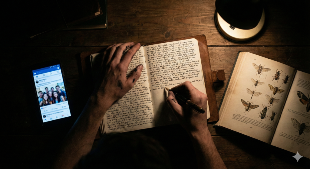 友達に嫉妬するのをやめるためにノートに書き記すイメージ