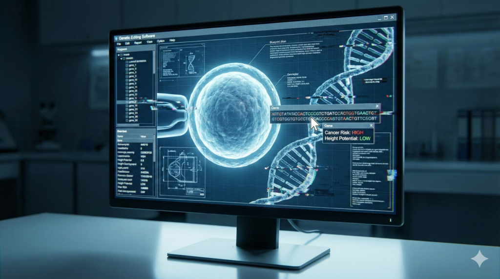 遺伝子操作でデザイナーズベイビーを作ろうとしているイメージ