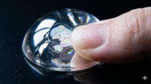 サンリオのボンボンドロップシールを親指で押しているイメージ